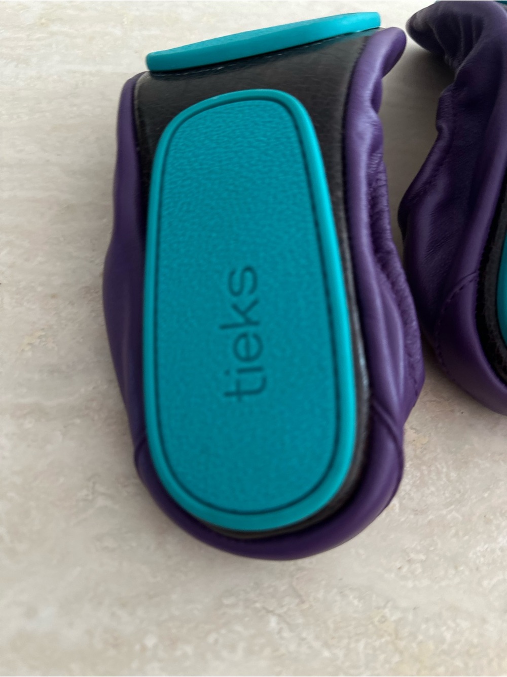 Tieks Purple Leather Ballet Flats with Teal Accent - Picture 8 of 8